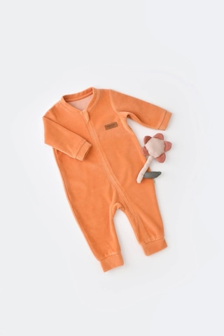 BabyCosy Bebek Kadife Fermuarlı Tulum, %80 Organik Pamuk, Bebek Ve Yenidoğan Serisi - Csyk6030 Karışık