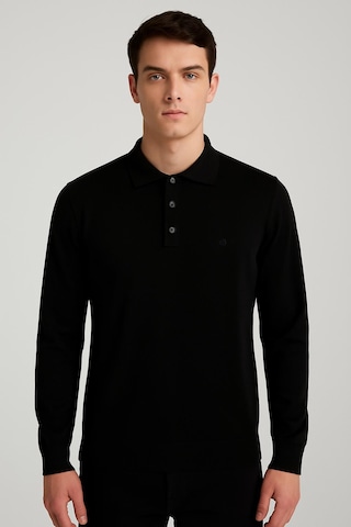 Simenti Regular Polo Yaka Düğmeli Erkek Triko - 7422 Siyah