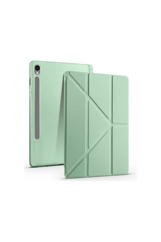 Galaxy Uyumlu Tab S9 Kılıf Frm Tri Folding Kalem Bölmeli Standlı Kılıf-gri Arka Kapak