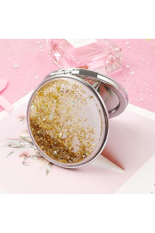 Suntek Yuvarlak Çift Taraflı Simli Makyaj Aynası Altın