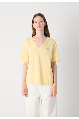 Lacoste V Yaka Organik Pamuk Bayan T-shirt Sarı