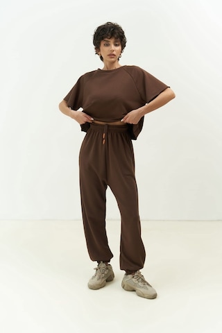 Mai Collection Mai Studios Co. Vero Kahve Crop Eşofman Takım Kahverengi