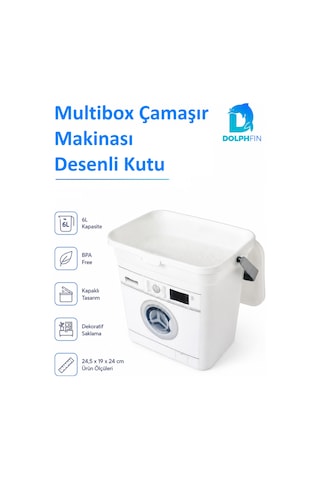 Multibox 6 L Çamaşır Deterjanı Saklama Kabı Kapaklı Taşıma Saplı Bpa Free Beyaz