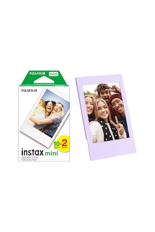Instax Mini 12 Makine Uyumlu 20'li Film Ve Lila Fotoğraf Çerçevesi