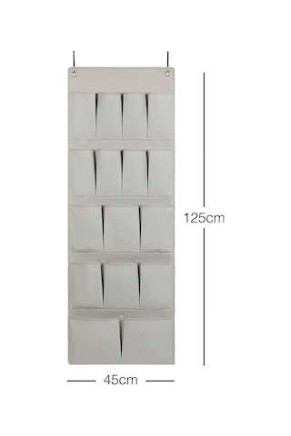 Ocean Home Textile 16 Gözlü Gri Balıksırtı Kapı Arkası Düzenleyici 45 x 125 cm