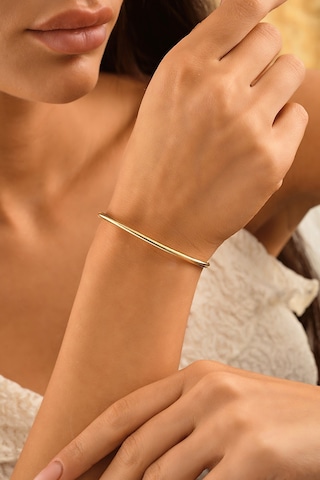 Sefa Gold 14 Ayar Altın İtalyan Esnek Bileklik Sarı Sarı - Beyaz Altın