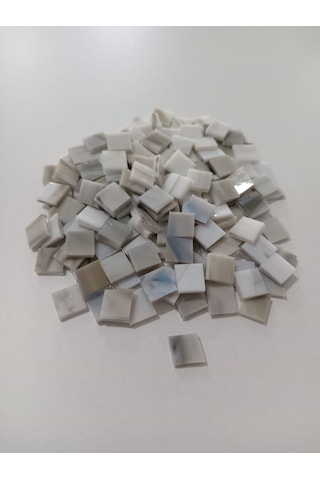 Opak Gri Kare Vitray Cam Mozaik Taşı - Sanatsal Mozaik İçin Yaklaşık 10x10 Mm