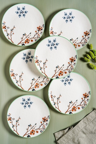 Sakura 6 Parça Porselen Pasta Seti 19 Cm