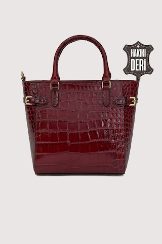 Hakiki Deri Kadın El Çantası Kırmızı Kroko Smr7922 Kırmızı Kroko