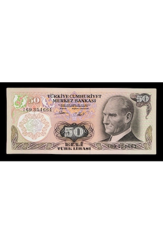6. Emisyon 2. Tertip 50 Türk Lirası, T.c. Eski Kağıt Para "çil"