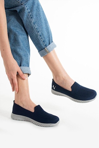 Adımist Kadın Örme Ses Yapmaz Ortopedik Rahat Hafif Günlük Sneaker Ayakkabı Lacivert