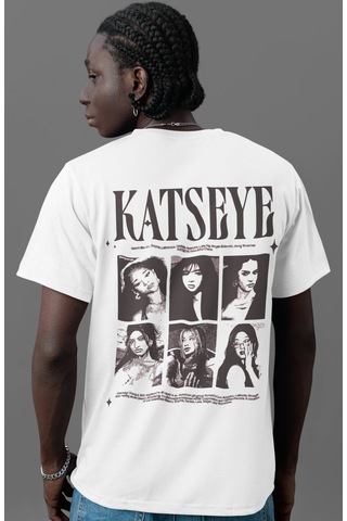 Sevbano Katseye Kpop Müzik Grubu Sırt Baskılı Unisex Oversize Tişört Beyaz