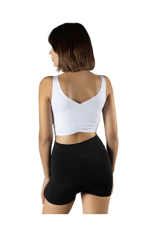 Terapi Men Beyaz Sırt Detaylı Kare Yaka Fitted/vücuda Oturan Spor Sütyeni Beyaz