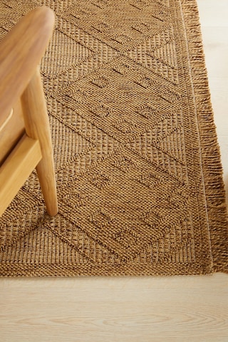 Ocean Home Textile Yıkanabilir Saçaklı Jüt Görünümlü Naturel Renk Karo Desenli Halı Kilim 160 X 230 Cm
