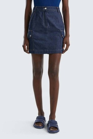 United Colors of Benetton Bn Cepli Denim Mini Etek Çok Renkli