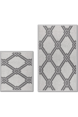 Marta Doğal Pamuklu Banyo Matı Seti 60x100+50x60 Cm Gri Gri