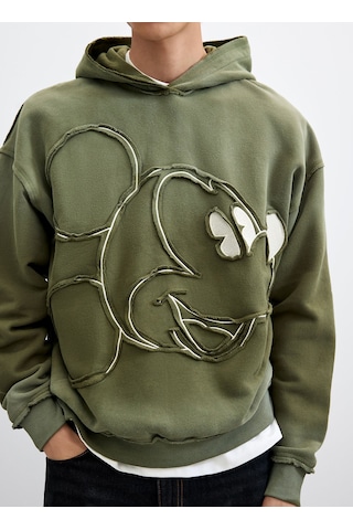 Desigual Haki Erkek Kapüşonlu Regular Fit Desenli Sweatshirt 26wmsk07 Sweat Mıckey Patch