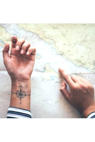 Geçici Dövme Pusula Yön Yıldız El Kol Dövmesi Tattoo