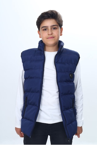 Toontoy Erkek Çocuk Su İtici Dik Yaka Fermuarlı Cepli Şişme Yelek Lacivert