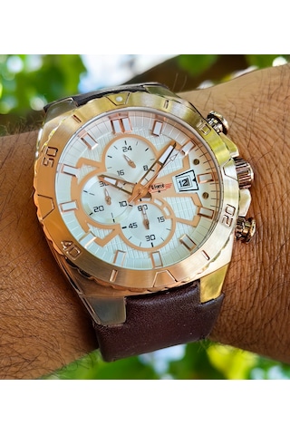 G-force Js15 Orjinal Miyota Mekanizma Rosegold Kahve Erkek Kronograf Kol Saati Lüks Kutulu Rose Gold