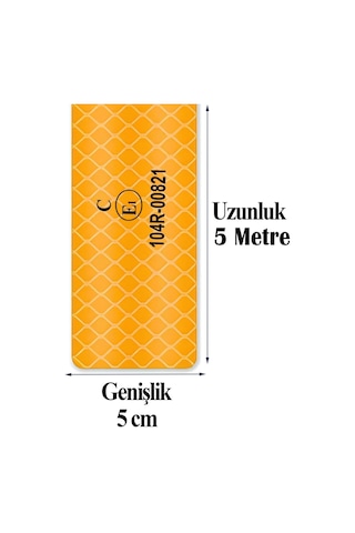 Badem10 Tüvtürk Onaylı Bant Sarı 5 Metre 5 Cm Belgeli Reflektörlü Reflektif Fosforlu Şerit Bant İkaz Bandı