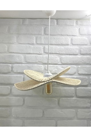El İşi Örme İkili Açık Krem Zıt Model Tekli Sarkıtlı Avize