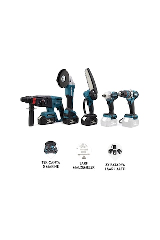 Dawreek Beşli Set MK350 (Budama Testeresi 13 MM Ç.Mandren+S.Sıkma+Ş.Spral+Ş.Hilti)
