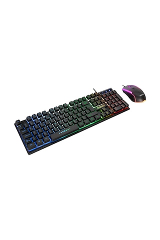 Everest Km-198 Luminax Siyah Gökkuşağı Aydınlatmalı Q Gaming Oyuncu Klavye + Mouse Set Optik
