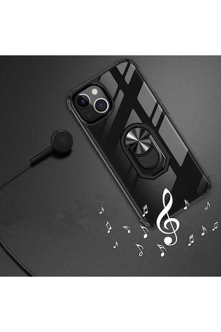 Apple Uyumlu iPhone 13 Mini Kılıf Şeffaf Sararmaz Yüzüklü Mola Kapak