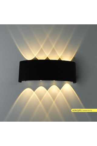 ACK 8W Çift Yönlü LED Duvar Aplik İç ve Dış Mekan Dekoratif Aydın Siyah