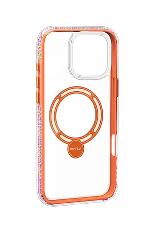 Apple Uyumlu iPhone 16 Pro Max Kılıf Magsafe Standlı Kapak Raptic Airjoy Serisi Boncuk Tasarımlı Turuncu