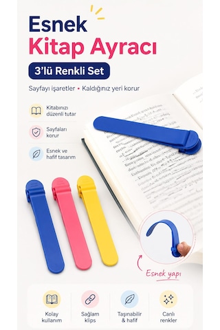 Otomatik Akıllı Kitap Ayracı 3'lü Set Silikon Kitap Ayracı Okuma Klipsi
