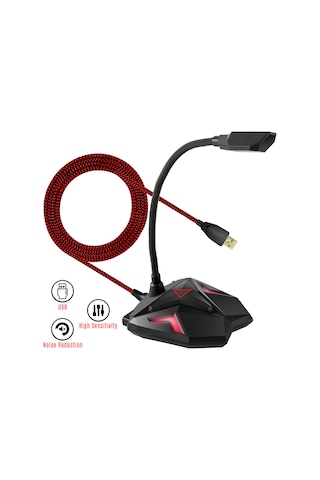 Reedark Oyun Mikrofonu - Usb Pc Mikrofon, Led Işıklı, 360 Ayarlanabilir, Sessiz Mod, Kulaklık Çıkışı