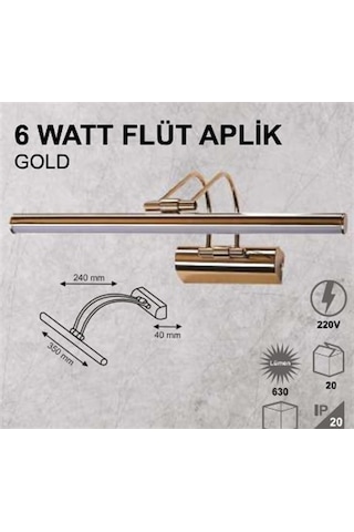 6w Flüt Aplik - Gold Kasa - Günışığı Gün Işığı