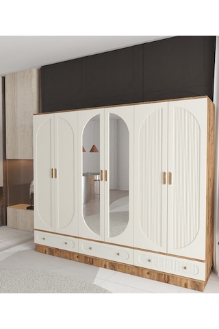 Soho 6 Kapaklı Çekmeceli Bazalı Gardırop - Tamamı Mdf Aytaşı