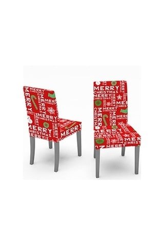 Flybuy Xıxun Tek Parça Streç Noel Sandalye Kılıfı, Altın Çan Baskılı Masa Örtüsü, 180cm X 140cm, Şenlikli Dekorasyon Altın
