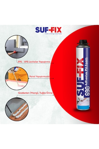 Suf-fix 690 Pu Yapıştırıcı Köpük 750ml Mantolama Eps Xps Levha Montaj Köpüğü 750 Ml