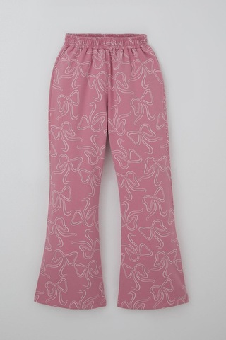 Breeze Kız Çocuk Eşofman Takımı Kurdele Desenli Bel Kısmı Lastikli 9-14 Yaş, Pembe Pembe