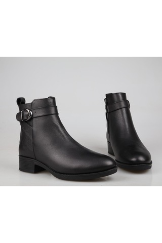 Castle Black 3202-1 Hakiki Deri Siyah Kadın Bot Siyah