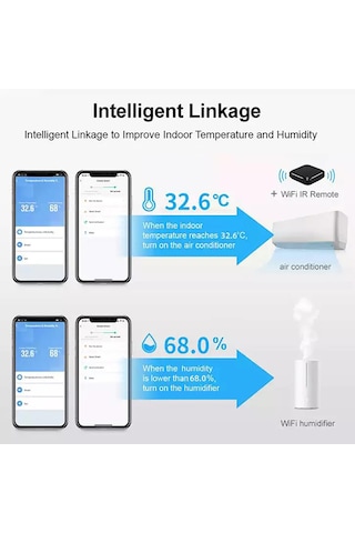 Siyah Tuya Akıllı Wifi Sıcaklık Nem Sensörü Kapalı Higrometre Termometre App Uzaktan Kumanda İle