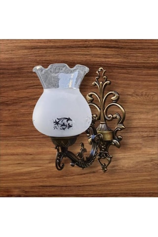 Tekli Elbe Aplik Eskitme Beyaz Camlı Kahverengi