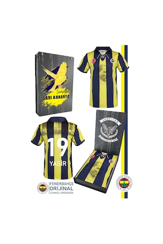 Fenerium Fenerbahçe Lisanslı Kişiye Özel 100. Yıl Forma Kanarya Baskılı Ahşap Kutulu Sarı-Lacivert Sarı - Lacivert