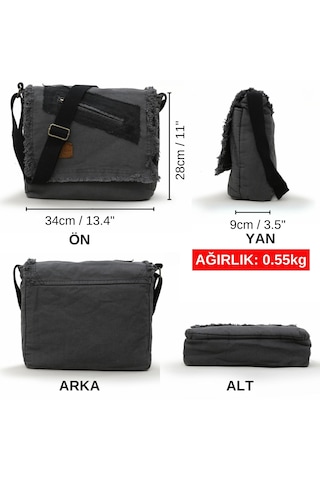 Old Cotton Cargo 7136 Gri 14 İnç Laptop Günlük Omuz Okul Çantası Grı