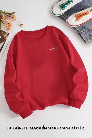 Macklin Unisex Kadın Erkek South Side Suicide Özel Tasarım Baskılı Bisiklet Yaka Sweatshirt Kırmızı Mck1333 Kırmızı