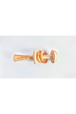 Doğal Ahşap Çıngırak Ve Bebek Diş Kaşıyıcı Çok Renkli