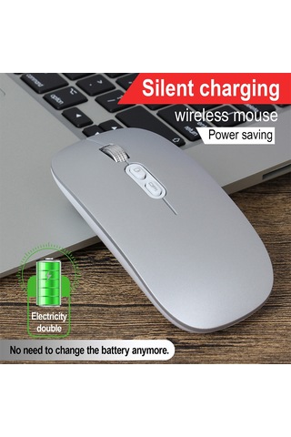 Springsun M103 Şarj Edilebilir Kablosuz Fare 2.4g Kablosuz Fare Ultra İnce Sessiz Fare 3 Ayarlanabilir Dpı Dahili 500mah Pil Gümüş