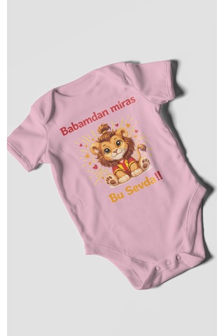 Morivokids Babadan Miras Bu Sevda Kısa Kollu Bebek Body Koyu Pembe
