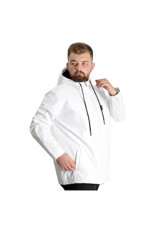 Mode Xl Büyük Beden Softshell Waterproff Kapüşonlu Mont 21235 Beyaz 001