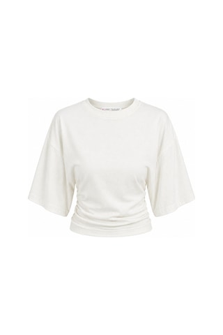 Mixray 2102 Kadın Modal Büzgü Detaylı Dökümlü Soft T-shirt Beyaz