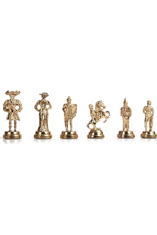 Gifthome Orta Boy Metal İspanyol Satranç Takımı Parlak Ve Mermer Desenli Sandıklı Mdf Tahtası 36x36x6 Cm.
